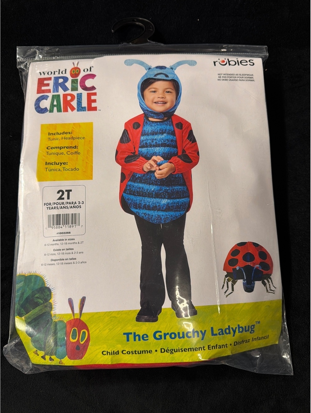 The Grouchy Ladybug Child Costume 2T - Tunic and Headpiece